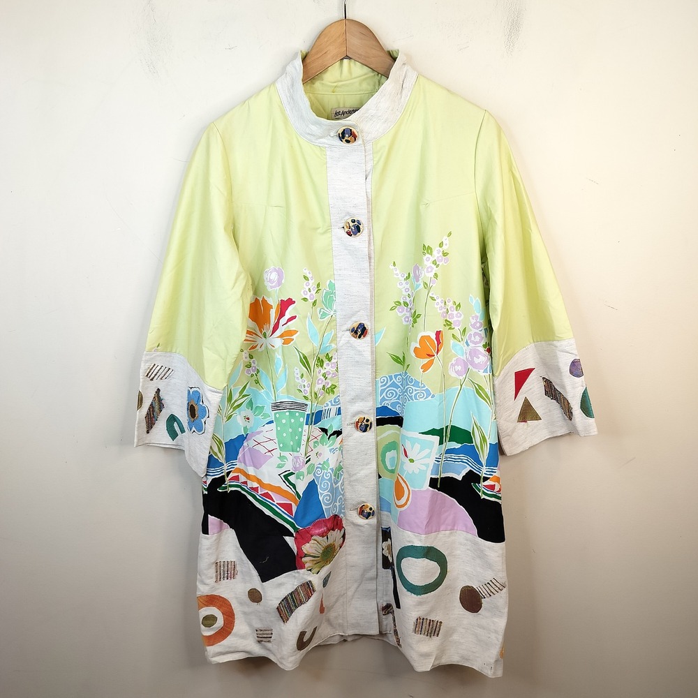 Lee Andersen Vibrant Floral Jacket Medium Art to Wear Embroidery Applique